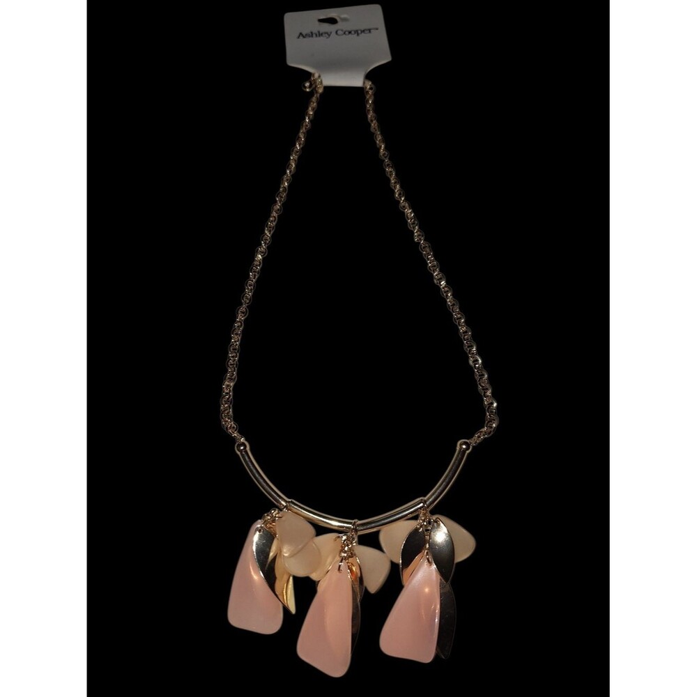 Ashley Cooper Blush Pink and Gold Dangle Pendant Necklace